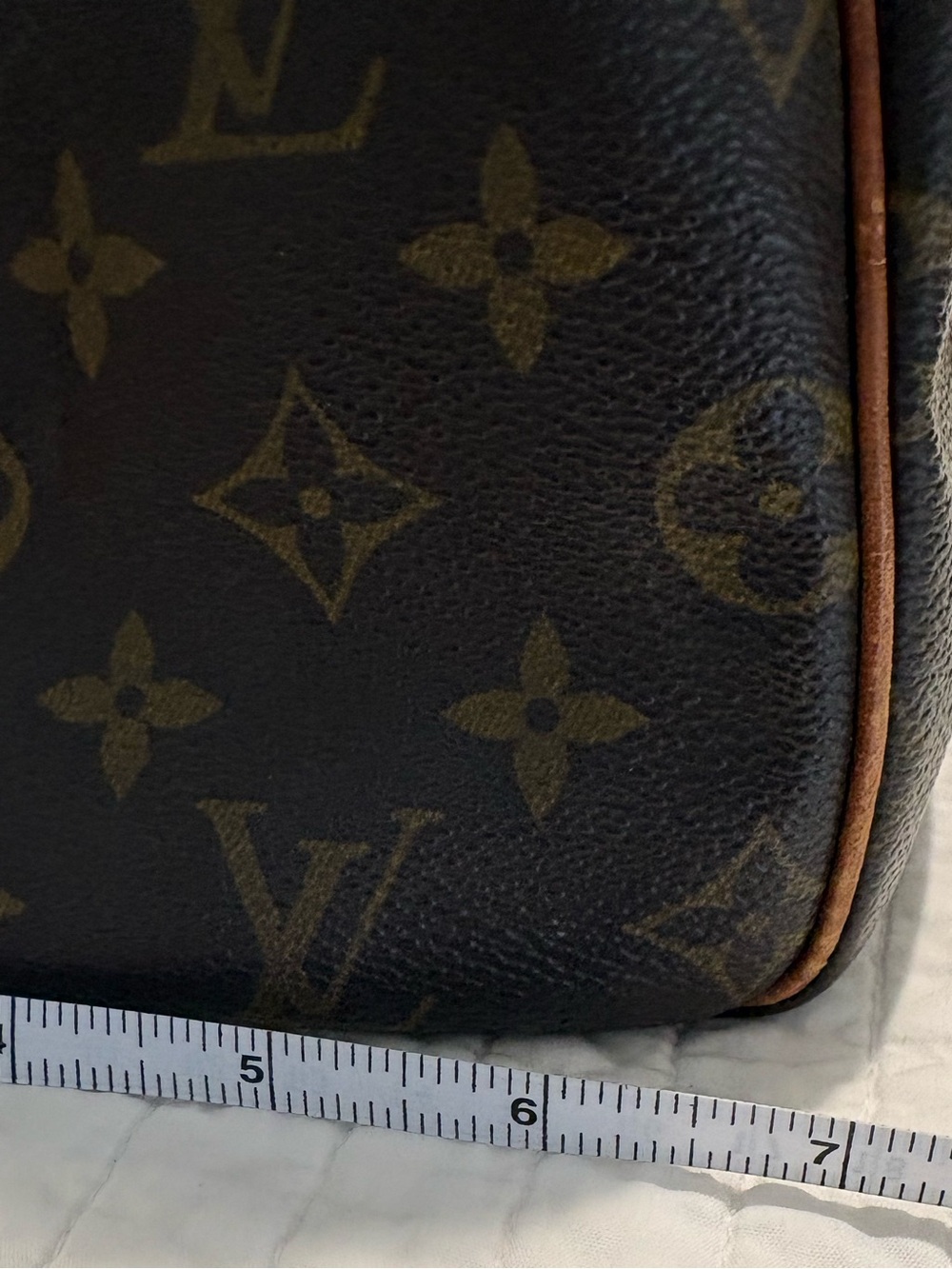 Louis Vuitton Brown Monogram Satchel with Tan Leather Handles - Picture 15 of 16
